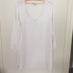 August Silk 100% linen swim coverup  Top size 2X